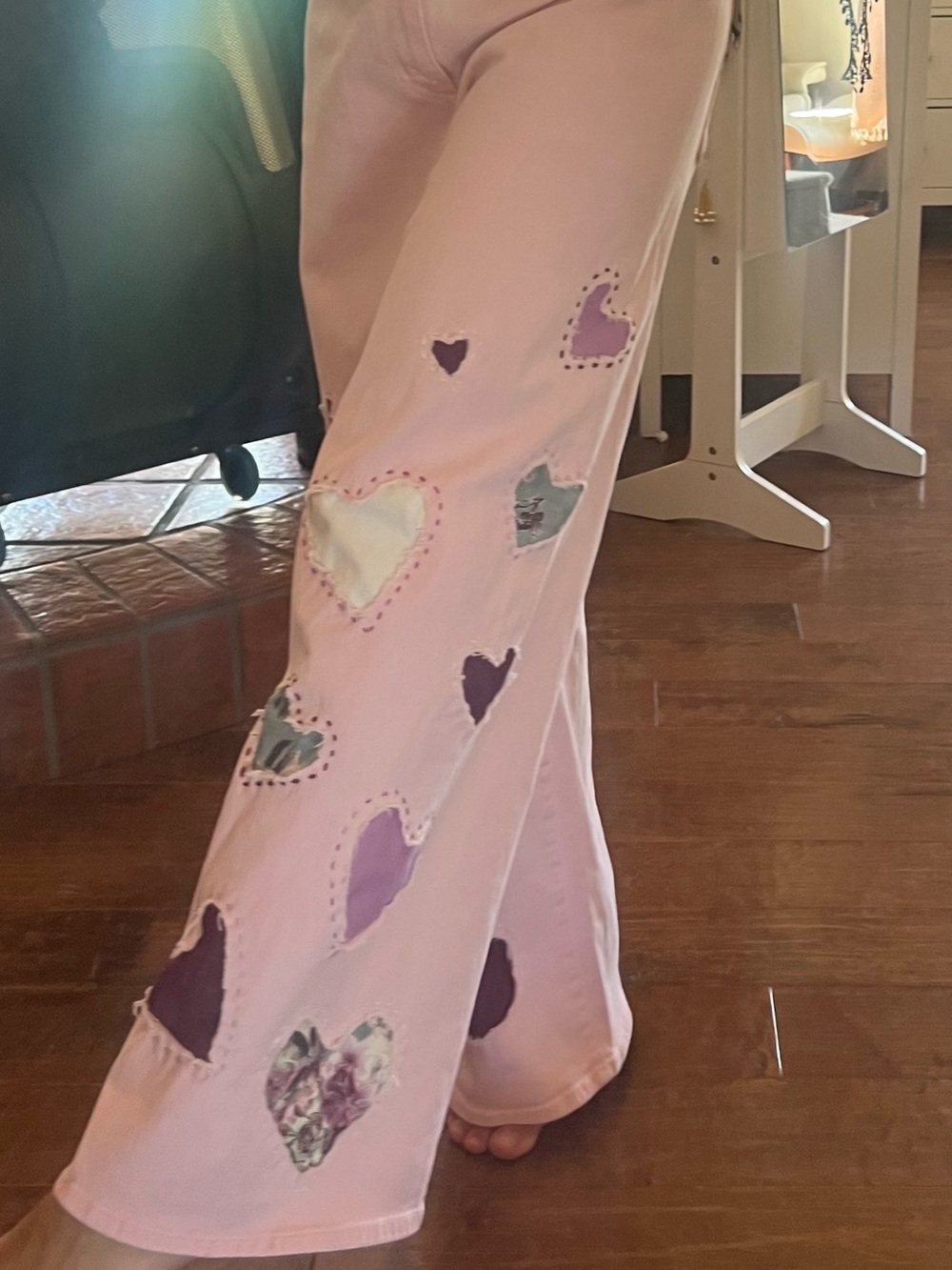 Hand stitched hearts jeans size 6 - Picture 6 of 16